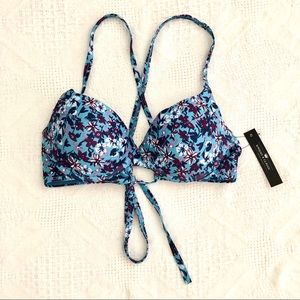 🌺 Blue Floral Bikini Top